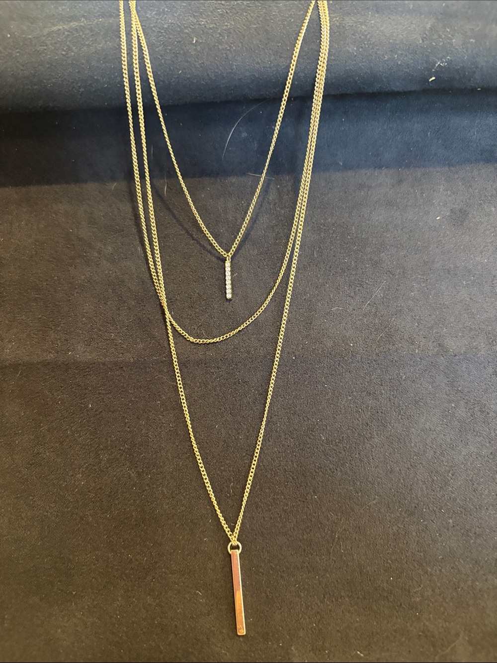 Layered Gold Bar Pendant Necklace for Women